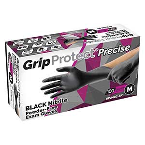 GripProtect® Precise BLACK Nitrile Powder-Free Exam Gloves