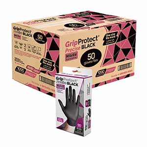 GripProtect® Precise BLACK Nitrile Powder-Free Exam Gloves (50 Count)