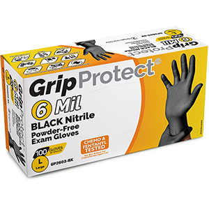 GripProtect® 6 Mil BLACK Nitrile  Powder-Free Exam Gloves