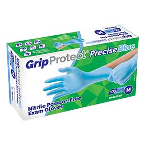 GripProtect® Precise Blue 100 Nitrile Powder-Free Exam Gloves