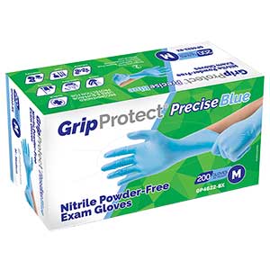 GripProtect® Precise Blue 200 Nitrile Powder-Free Exam Gloves