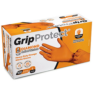 GripProtect&reg; Diamond Raised Texture 8 Mil Orange Nitrile Gloves